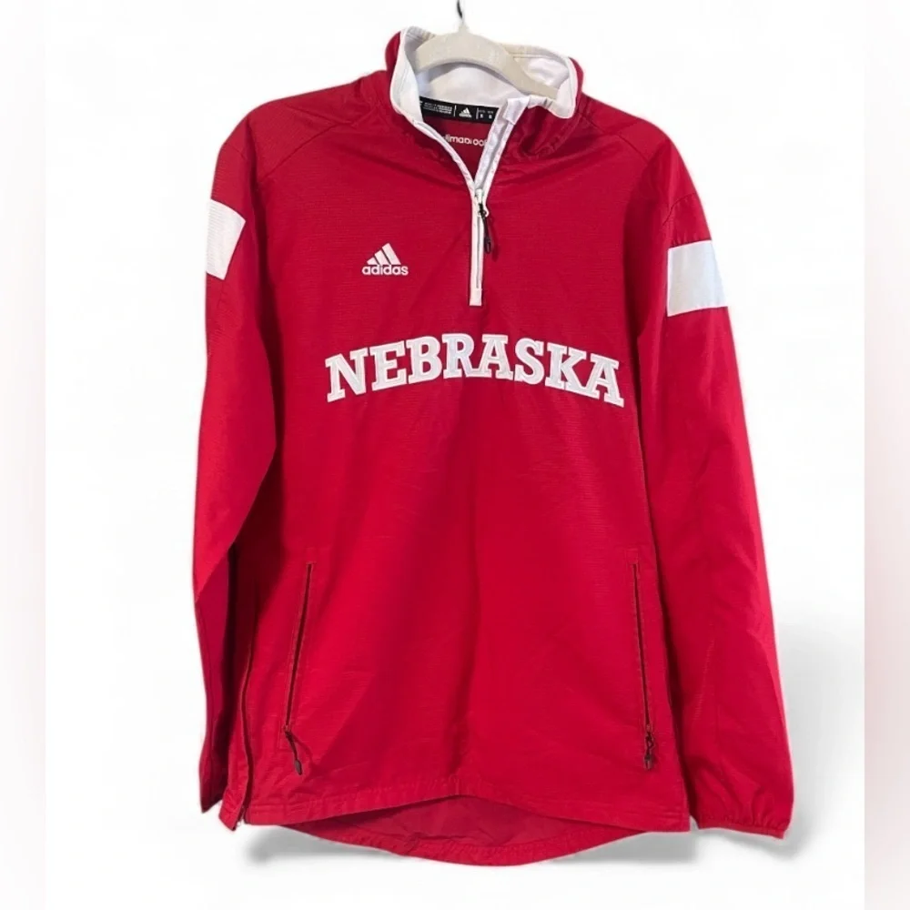Nebraska Cornhuskers Red Adidas 1/4 Zip light Jacket Size Adult Small